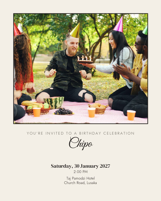 Birthday Brunch Portrait invitation design preview