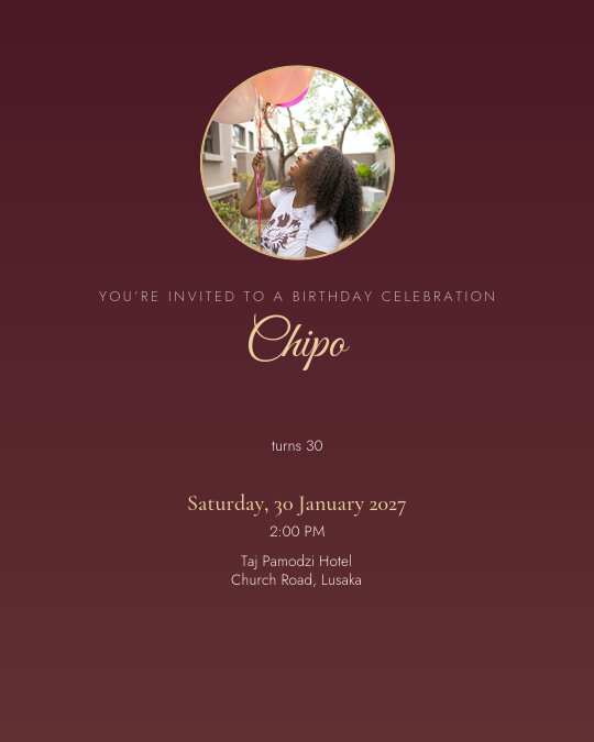 Birthday Queen invitation — sample wording