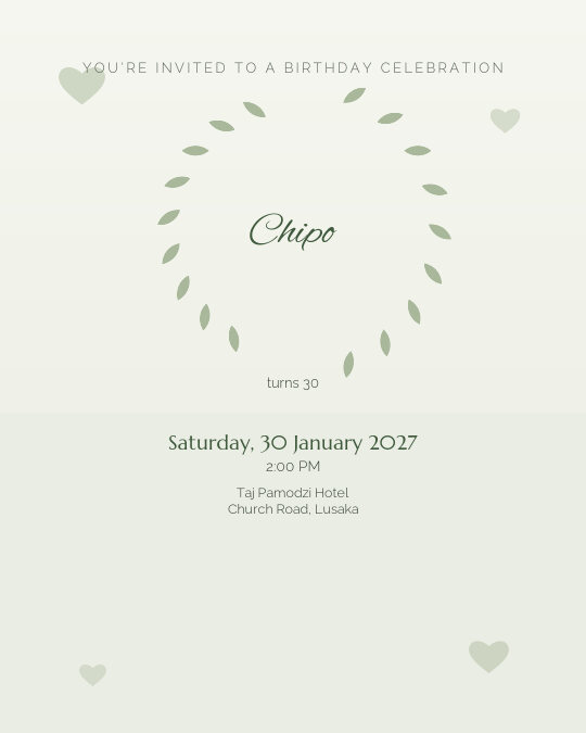 Birthday Soirée invitation — sample wording