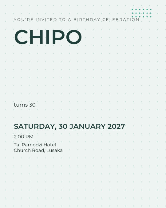 Bold Birthday invitation — sample wording