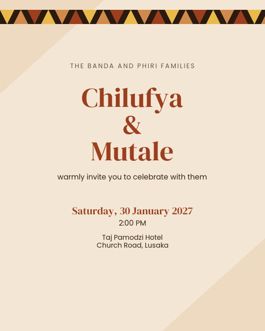 Clay & Gold invitation — sample wording