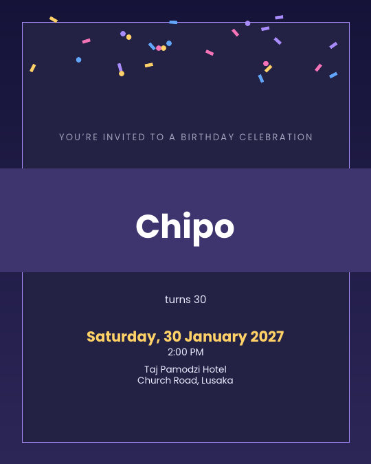 Cocktails & Cake invitation — sample wording