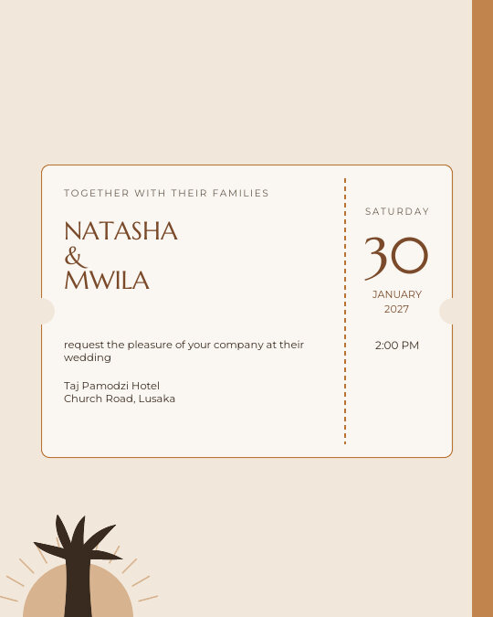 Copper & Lace invitation — sample wording