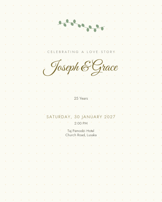 Coral Years invitation — sample wording