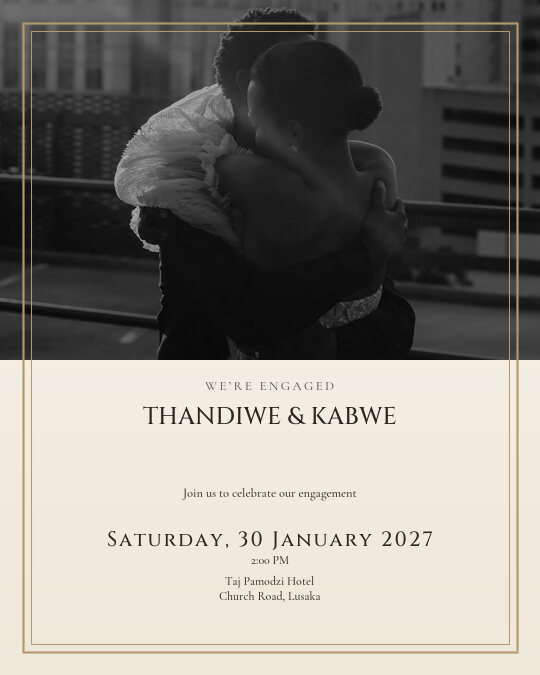 Gold Framed Promise invitation — sample wording