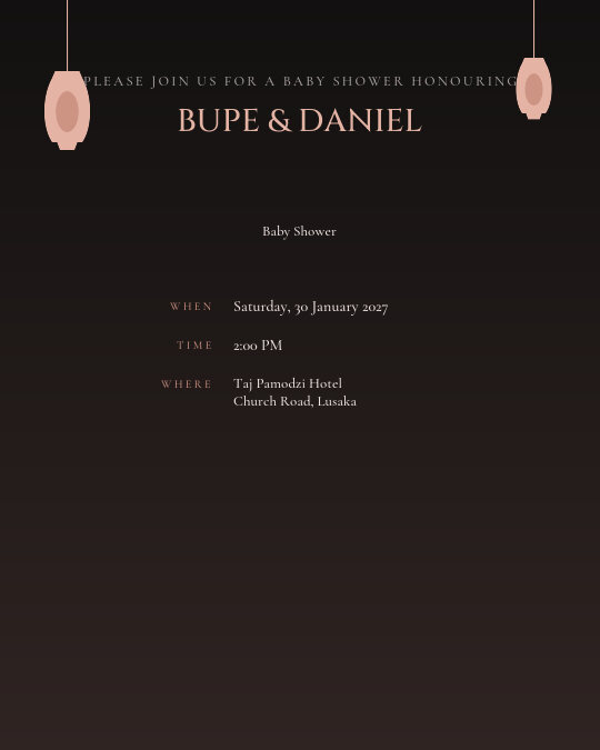 Golden Cradle invitation design preview