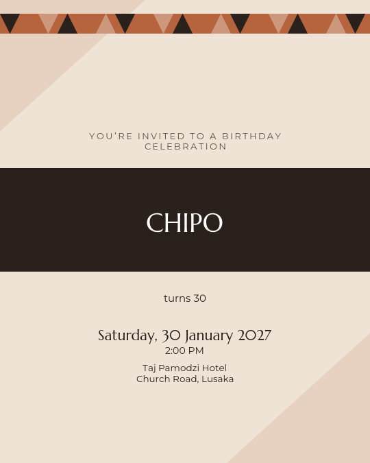 Heritage Birthday invitation — sample wording