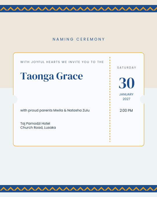 Heritage Name Day invitation — sample wording