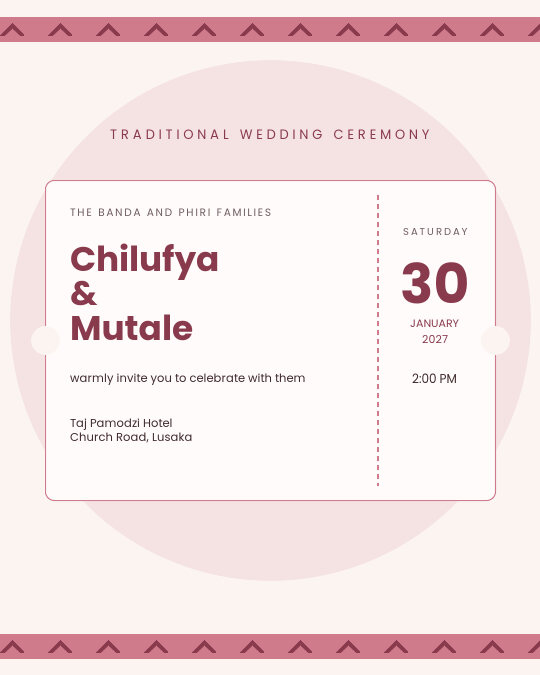 Kalahari Bond invitation — sample wording