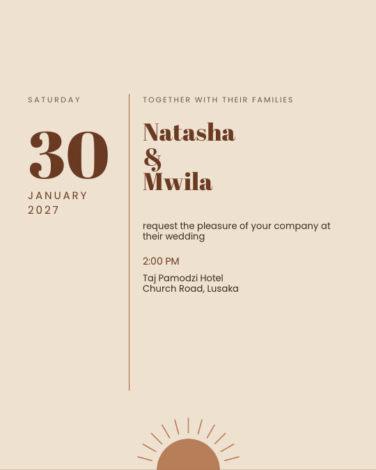 Kalahari Gold invitation — sample wording
