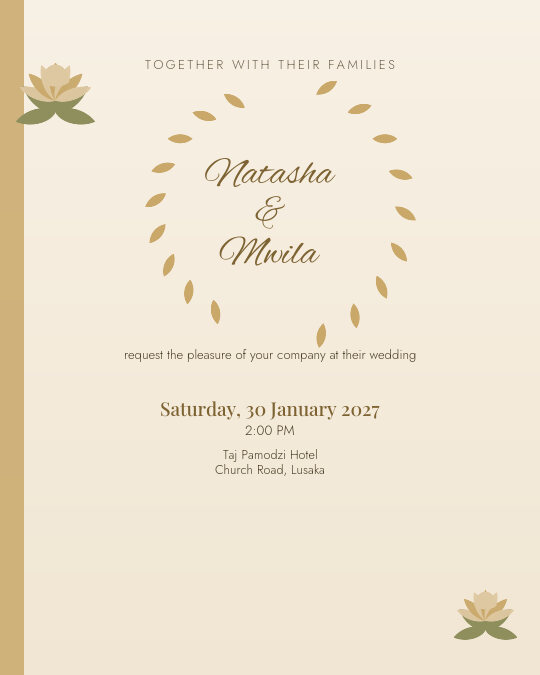 Lakeside Vows invitation — sample wording