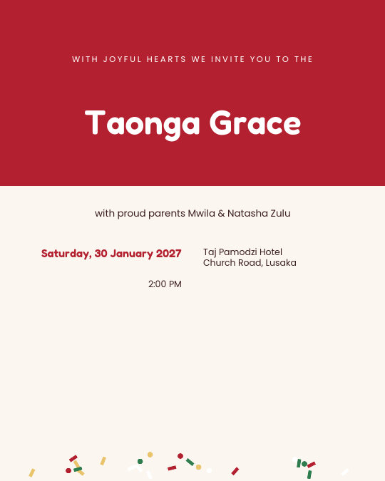 Little Star Naming invitation — sample wording