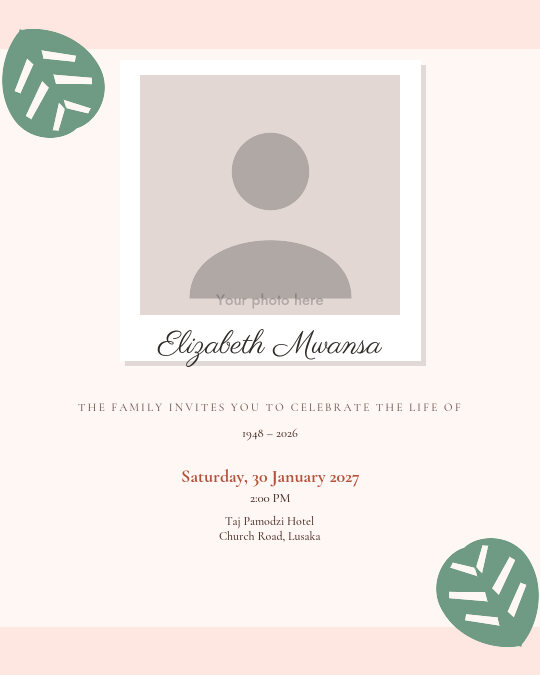 Memorial Garden invitation — sample wording