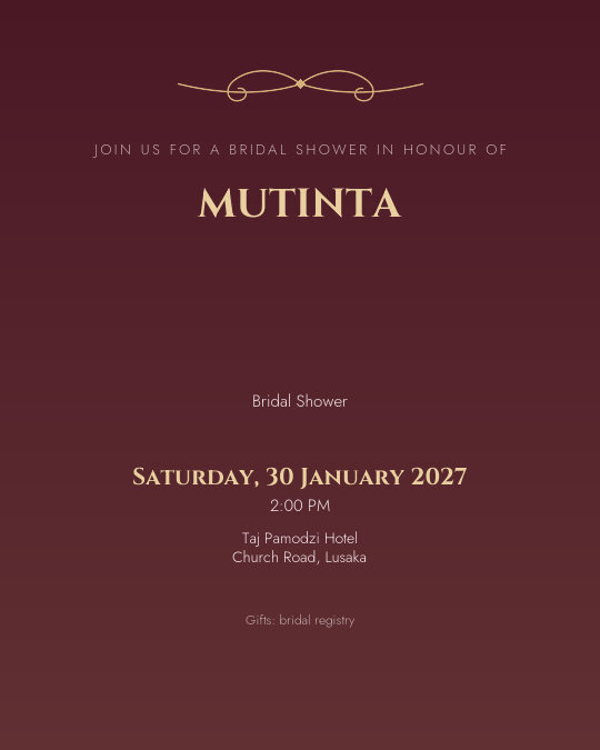 Midnight Bride invitation — sample wording