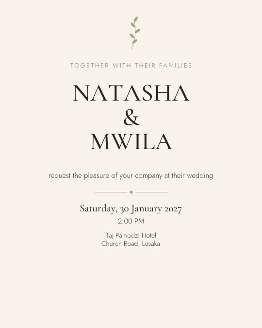 Minimal Ivory invitation — sample wording