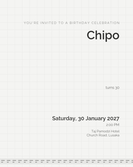 Minimal Milestone invitation — sample wording