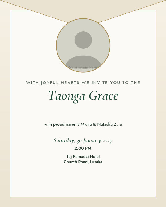 Our Little Miracle invitation — sample wording