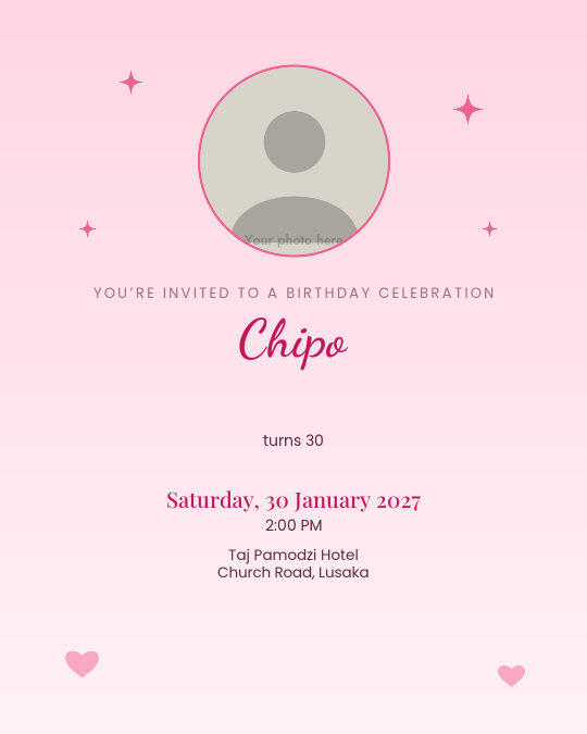 Pretty in Pink invitation design preview