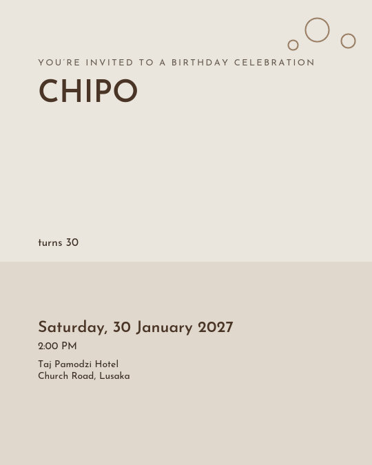 Rooftop Birthday invitation — sample wording