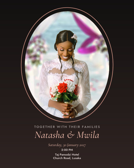 Rose & Gold Vows invitation — sample wording