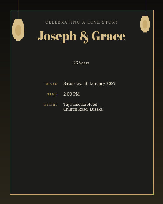 Ruby Years invitation — sample wording