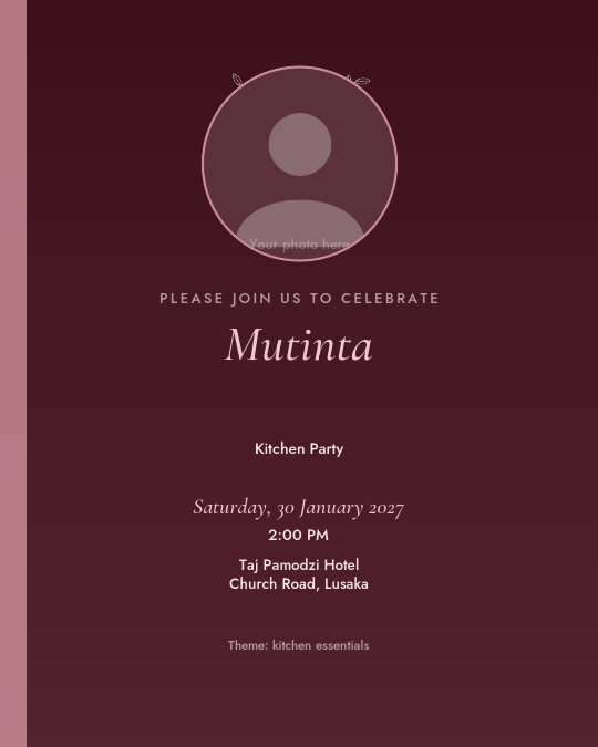 Sugar & Spice invitation — sample wording