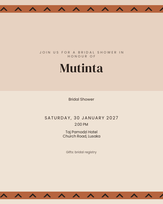 Sunset Shower invitation — sample wording