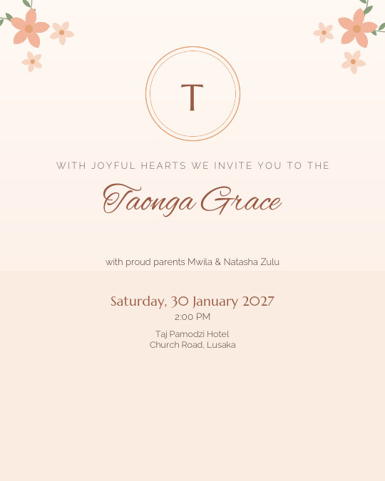 Sweet Arrival invitation — sample wording
