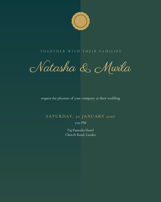 The Emerald Affair invitation — sample wording