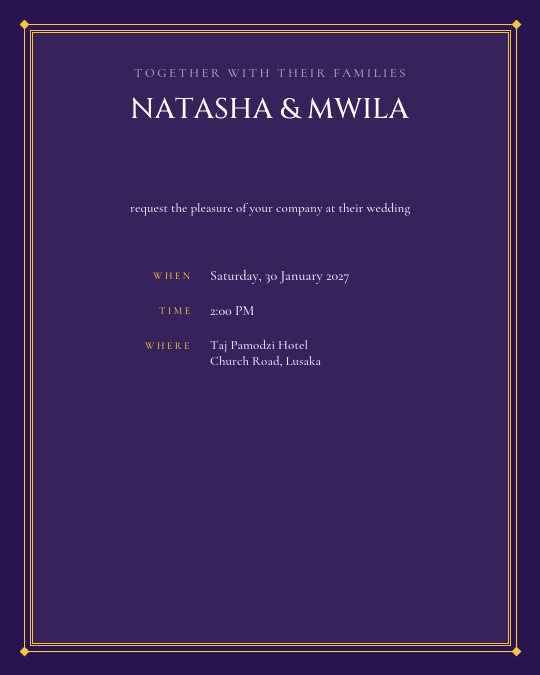 The Grand Arch invitation — sample wording