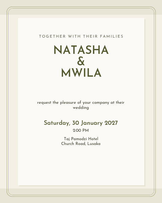 The Ivory Heirloom invitation — sample wording