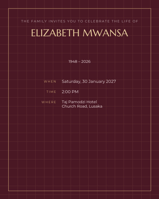 Tribute Service invitation design preview