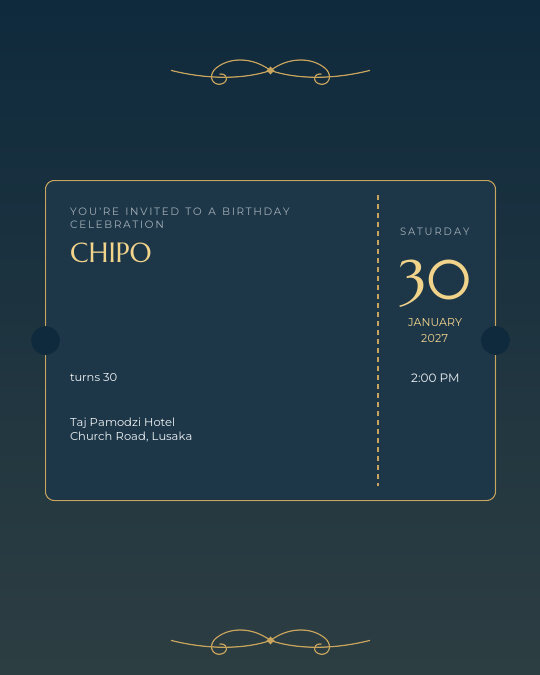 Twenty-One Gold invitation — sample wording