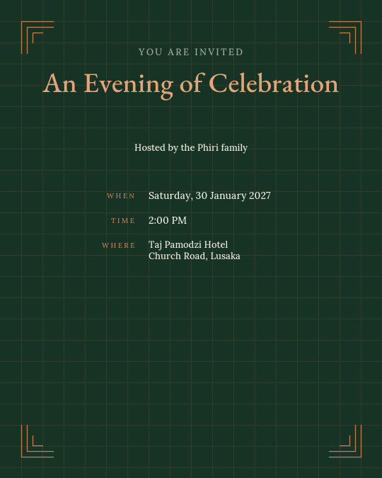 Welcome Reception invitation design preview